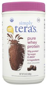 TERA'S WHEY: rBGH Free Fair Trade Certified Dark Chocolate Cocoa Whey Protein, 24 oz