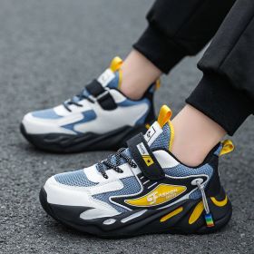 Child And Teen Boys Autumn And Winter Breathable Non-slip Platform Sports Running Shoes (Option: Black And Yellow Double Net-28)