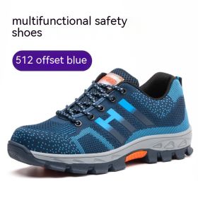 Mens Lightweight Breathable Anti-smash And Anti-puncture Labor Insurance Shoes (Option: Blue-39)