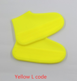 Men and women hiking slip wearable easy to carry silicone rain boots (Option: Yellow L code-L)