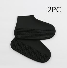 Men and women hiking slip wearable easy to carry silicone rain boots (Option: 2PC Black-S)