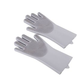 Magic Dishwashing Gloves, Reusable Rubber Dishwashing Gloves (Color: Grey)