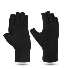 1pair Compression Arthritis Gloves Pain Relief Gloves ( Buy A Size Up ) (Color: BLACK, size: S)