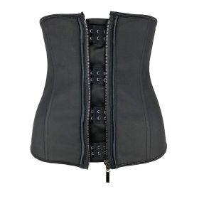 Women Latex Waist Trainer Body Shaper Corsets with Zipper Cincher Corset Top Slimming Belt Black Shapers Shapewear Plus Size (Color: BLACK, size: M)