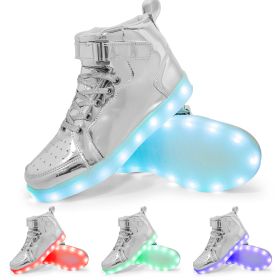 LED Lamp High-top Board Shoe Light Shoes Charging Dancing Shoes (Option: Silver-26)