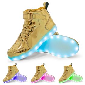 LED Lamp High-top Board Shoe Light Shoes Charging Dancing Shoes (Option: Gold-40)