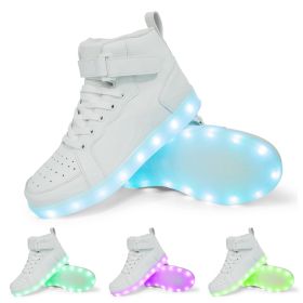 LED Lamp High-top Board Shoe Light Shoes Charging Dancing Shoes (Option: White-28)